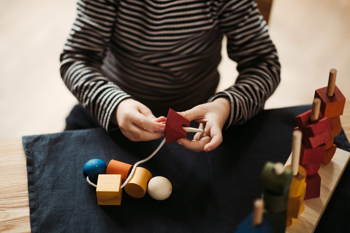 Drewniana igła - do nawlekania klocków XL