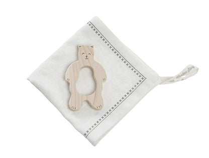 mini gryzak z chustką - uśmiechnięty miś
