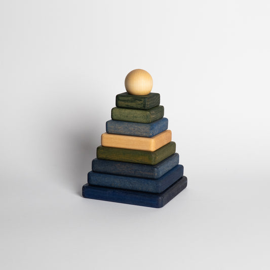 piramida kwadratowa barwa zimna - układanka Montessori